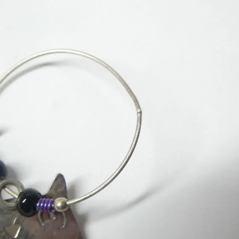 Far Fetched Cat Family Hoop Earrings 925 Sterling Silver